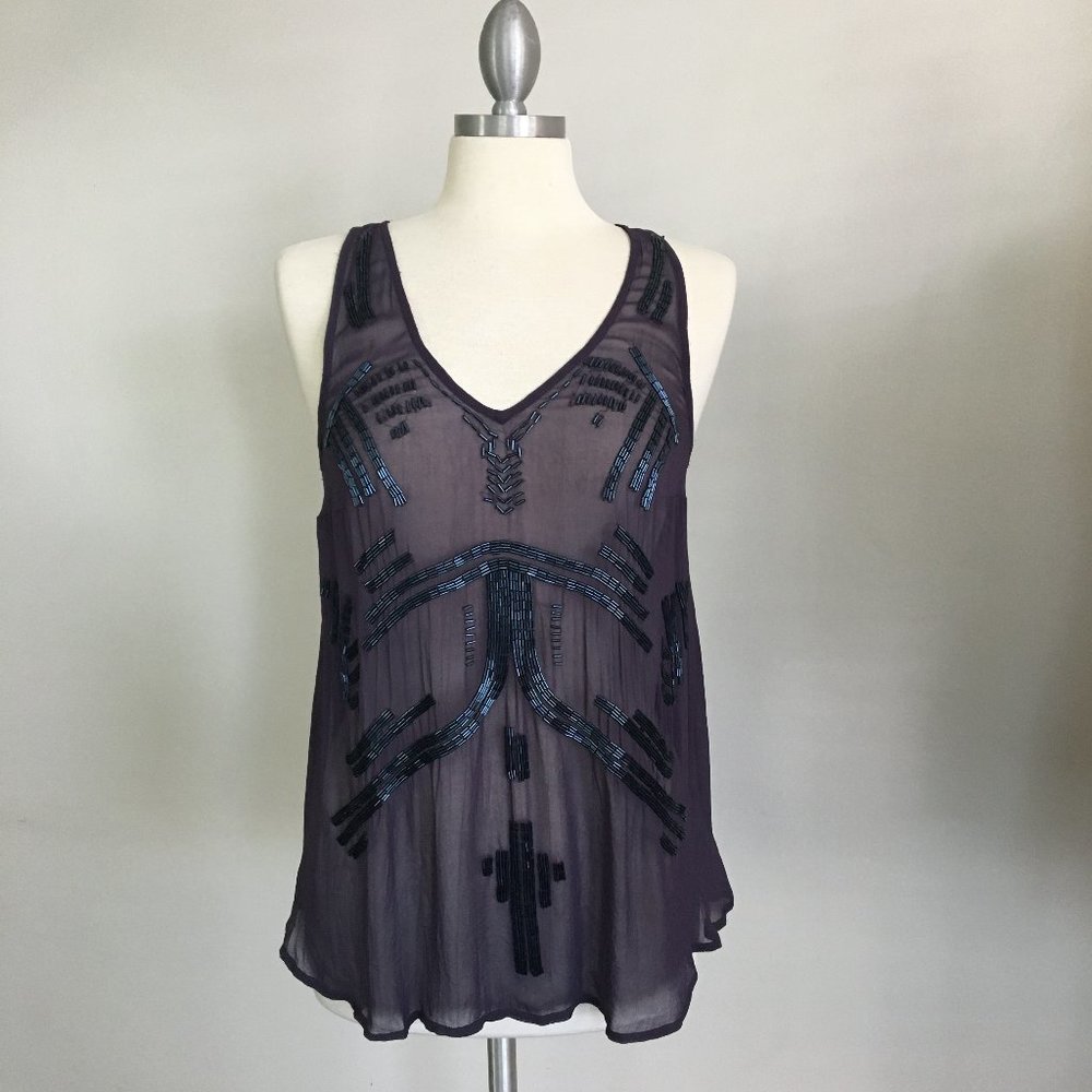 Free People Sheer Beaded Tank Top